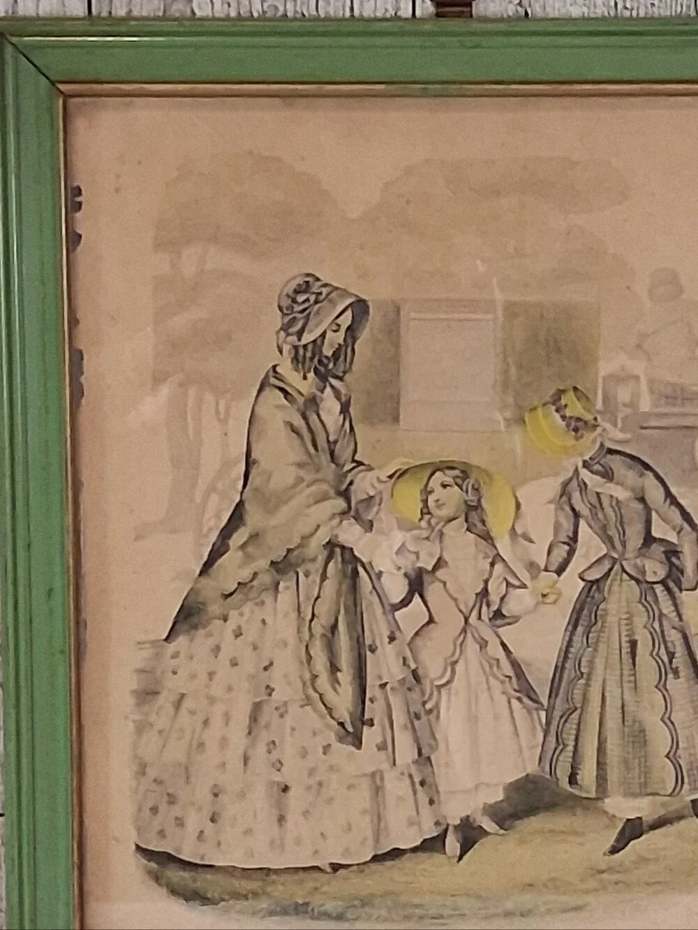 Vintage Godey's Lady's Book Hand-Colored Fashion Plate Print 1863